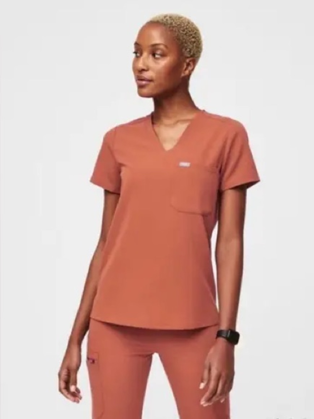 Figs Catarina Scrub Top Terracotta V-neck One Pocket Women’s Size Small